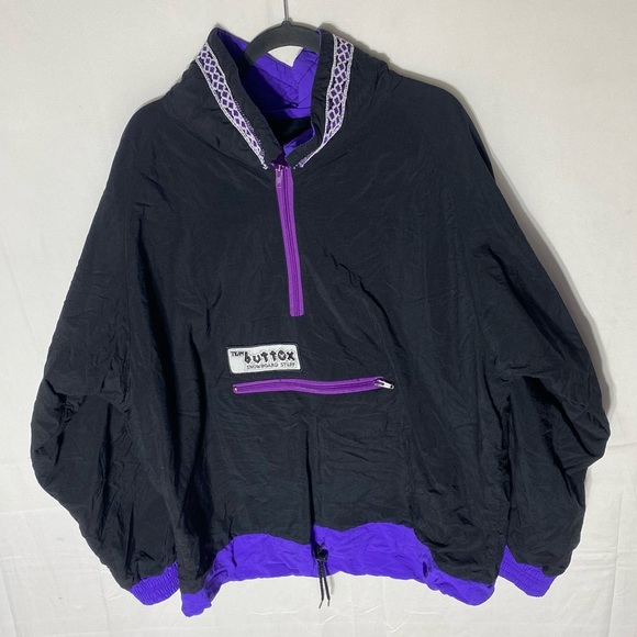 Vintage Team Buttox Snowboard Stuff Black Purple Half Zip Pullover Jacket M - Picture 15 of 15